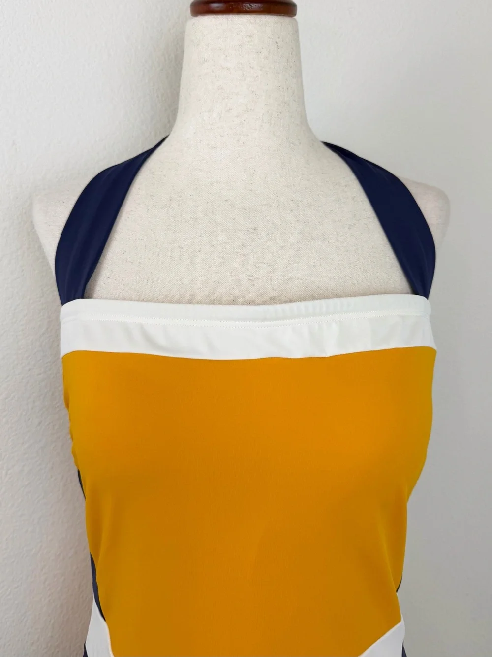 Boden Santorini Halterneck One Piece Swimsuit Saffron Yellow Colorblock